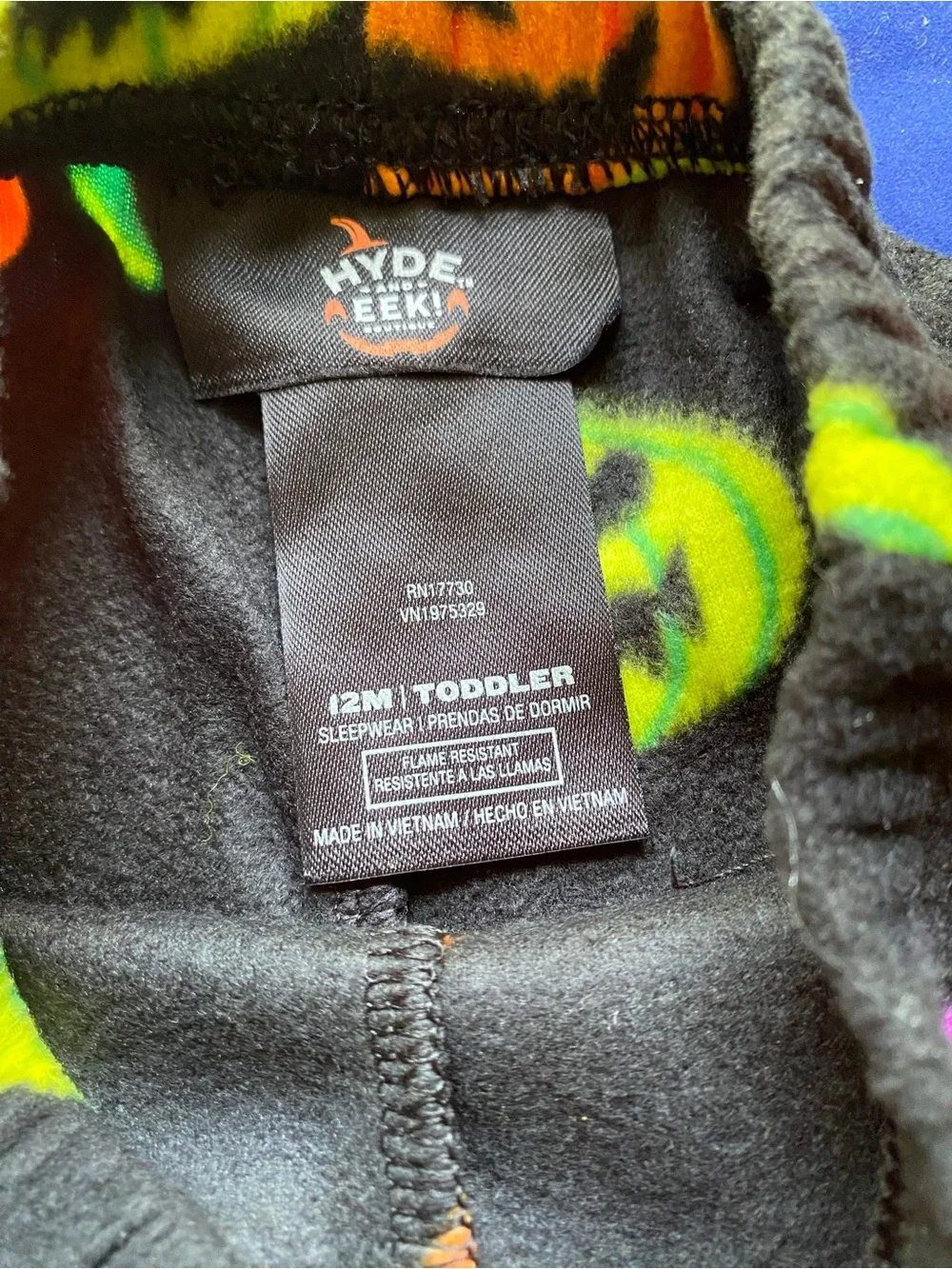 New Halloween Hyde & Eek! Black Fleece Pumpkin 12M Pajama Pants